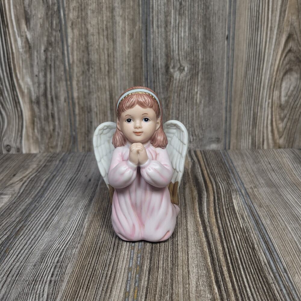 Vintage Homco Precious Prayers Kneeling Girl Angel Porcelain Figurine 1412